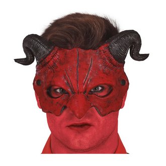 Vörös Démon Hab Félmaszk Szarvakkal Halloweenre