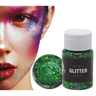 Zöld Glitter Gél, 20 gr