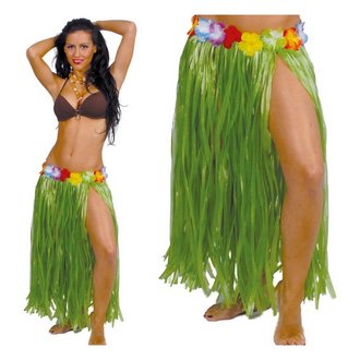 Zöld Hawaii Női Szoknya Virágokkal,  75 cm