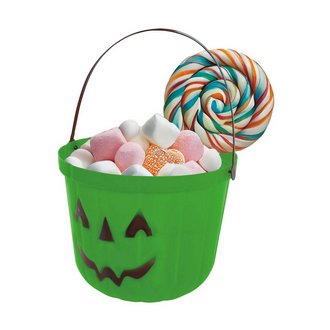 Zöld Tökfej Édességgyűjtő Vödör Halloweenre,  20 cm